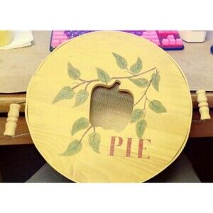 PIE HOLDER/ CARRIER bentwood box 2 Handled Hand Painted Farmhouse 11" W